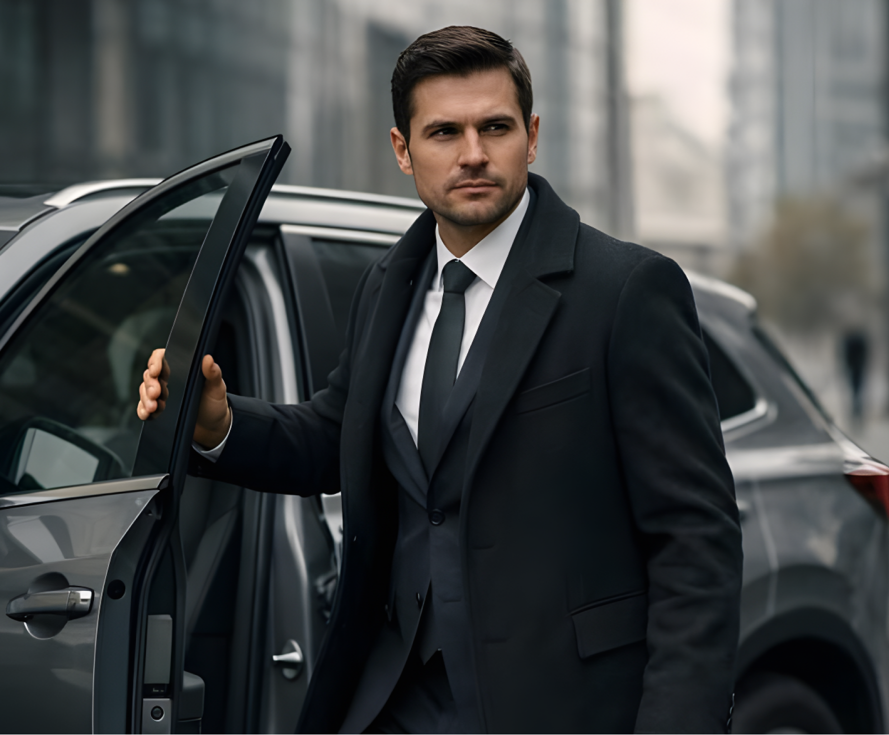 Деловой пассажир у автомобиля RexRent